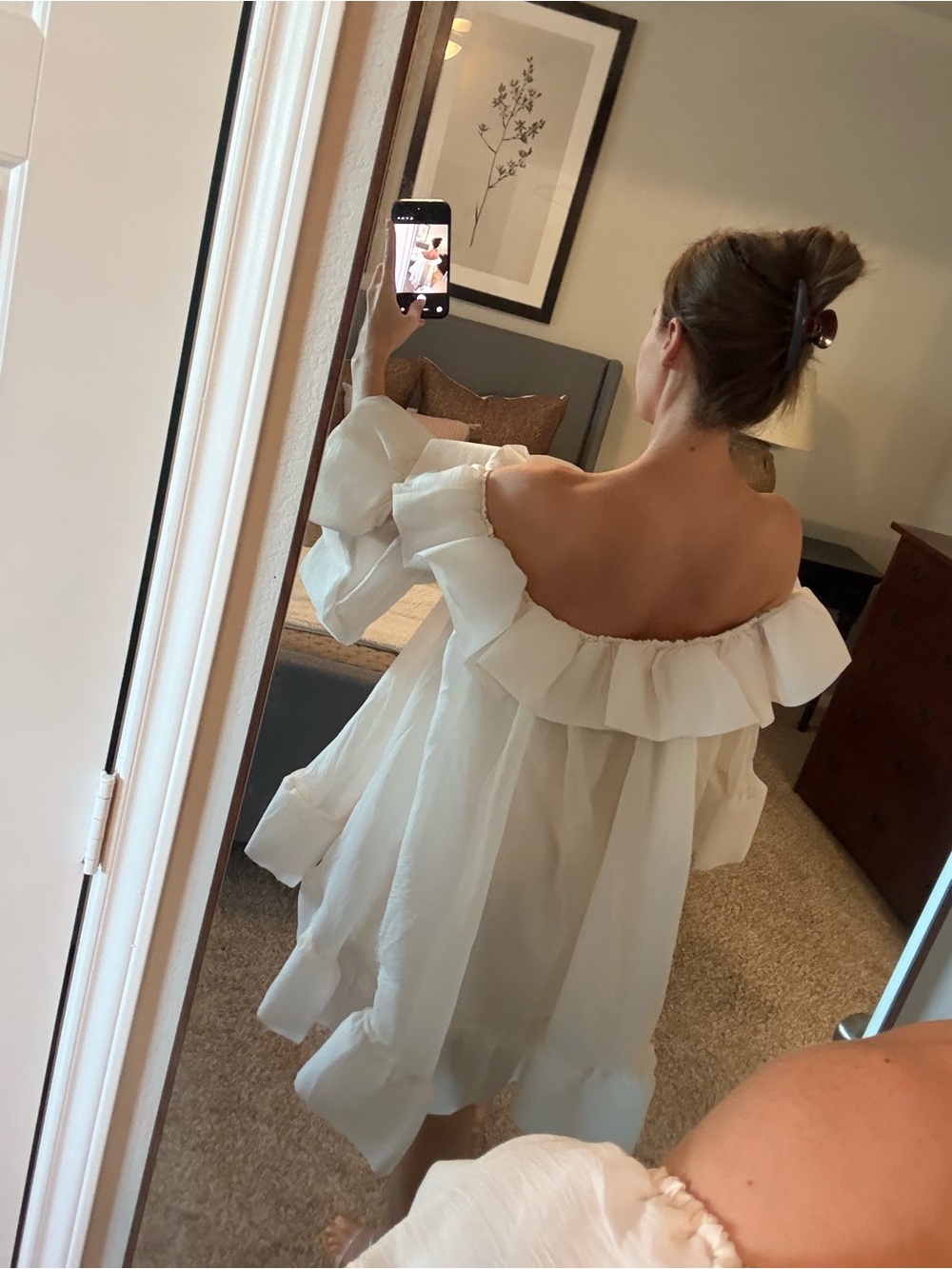 White Off-Shoulder Ruffled Mini Dress - Picture 5 of 8